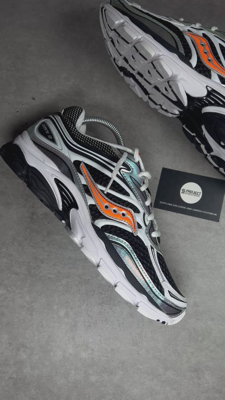 SAUCONY PROGRID OMNI 9 SPEED SHADES WHITE BLACK ORANGE