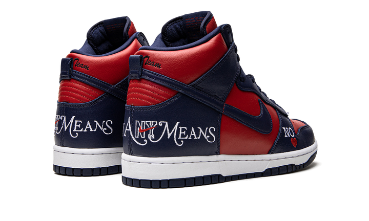SUPREME X NIKE SB DUNK HIGH BY ANY MEANS RED NAVY