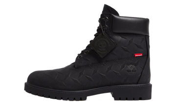 SUPREME X TIMBERLAND 6 INCH PREMIUM WATERPROOF BOOT EMBOSSED DIAMOND PLATE BLACK — Stock