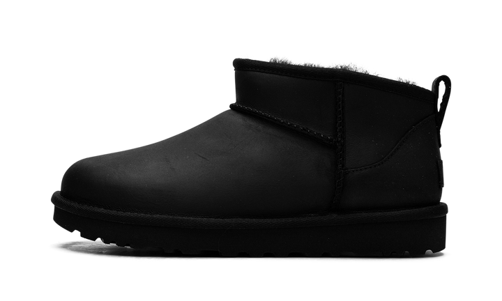 UGG CLASSIC ULTRA MINI LEATHER BOOT BLACK WOMENS