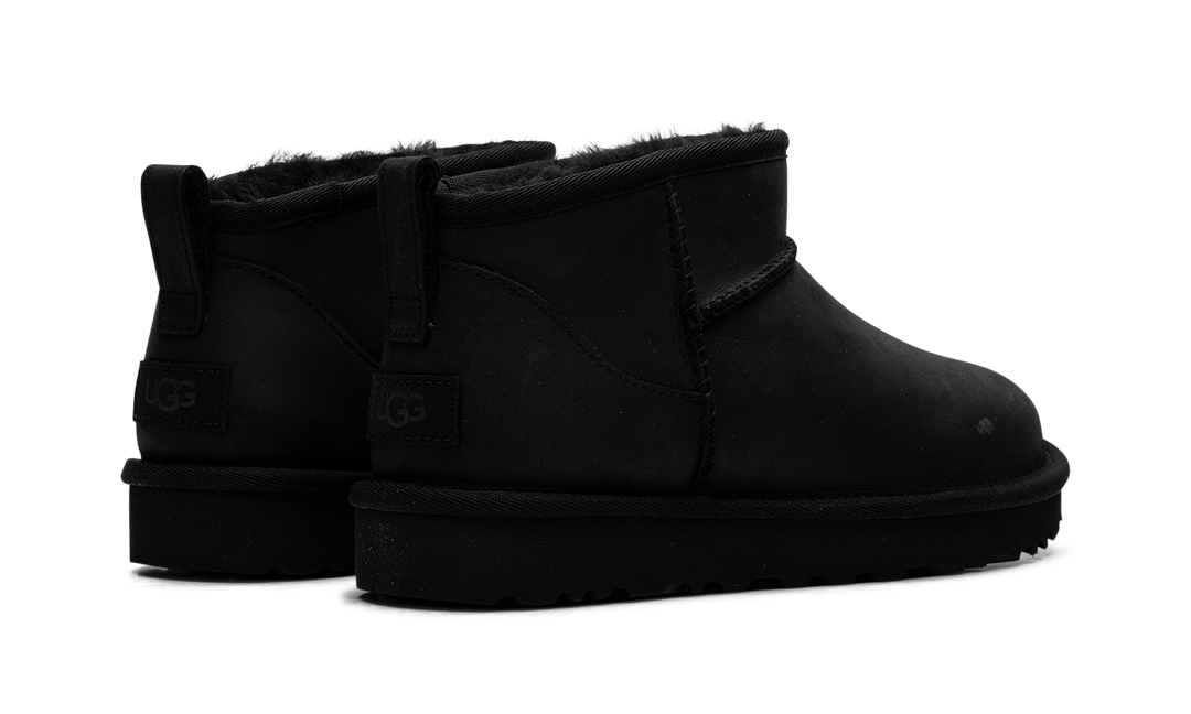 UGG CLASSIC ULTRA MINI LEATHER BOOT BLACK WOMENS