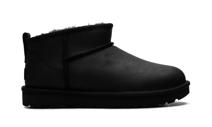 UGG CLASSIC ULTRA MINI LEATHER BOOT BLACK WOMENS