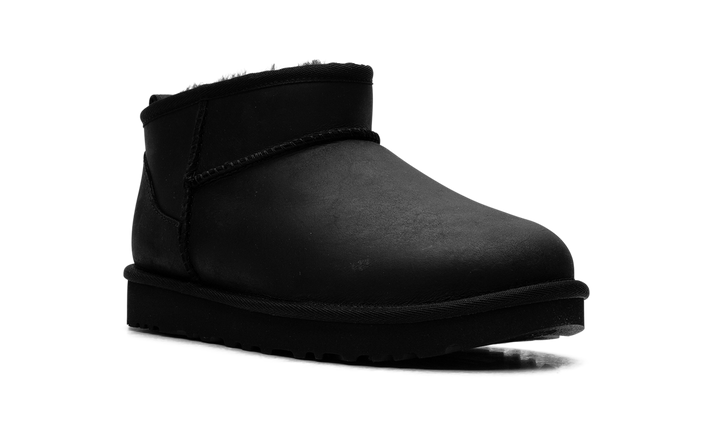 UGG CLASSIC ULTRA MINI LEATHER BOOT BLACK WOMENS