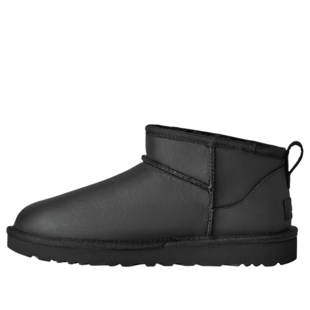 UGG CLASSIC ULTRA MINI LEATHER BOOT BLACK WOMENS