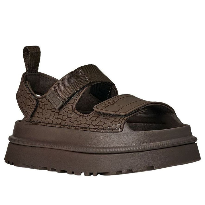 UGG GOLDENGLOW EMBOSSED SANDAL DENSE SMOKE WOMENS