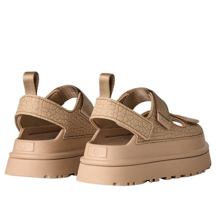 UGG GOLDENGLOW EMBOSSED SANDAL MUSTARD SEED WOMENS