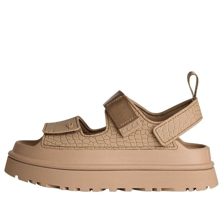 UGG GOLDENGLOW EMBOSSED SANDAL MUSTARD SEED WOMENS