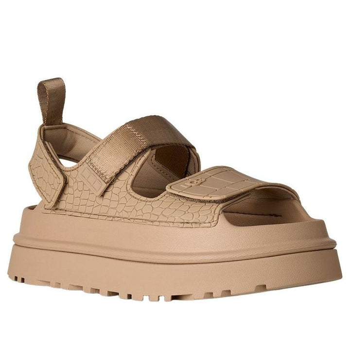 UGG GOLDENGLOW EMBOSSED SANDAL MUSTARD SEED WOMENS