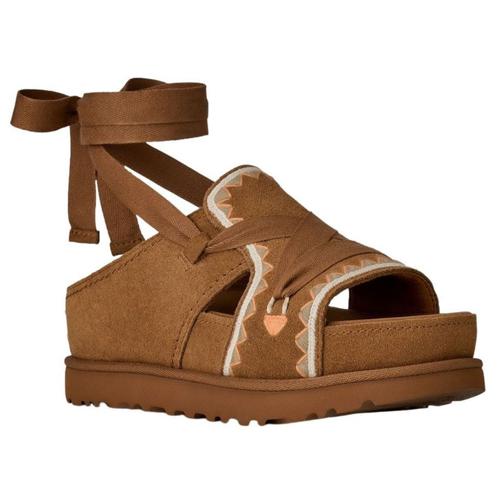 UGG GOLDENSTAR HI ARTISTITCH SLIDE CHESTNUT MULTI WOMENS