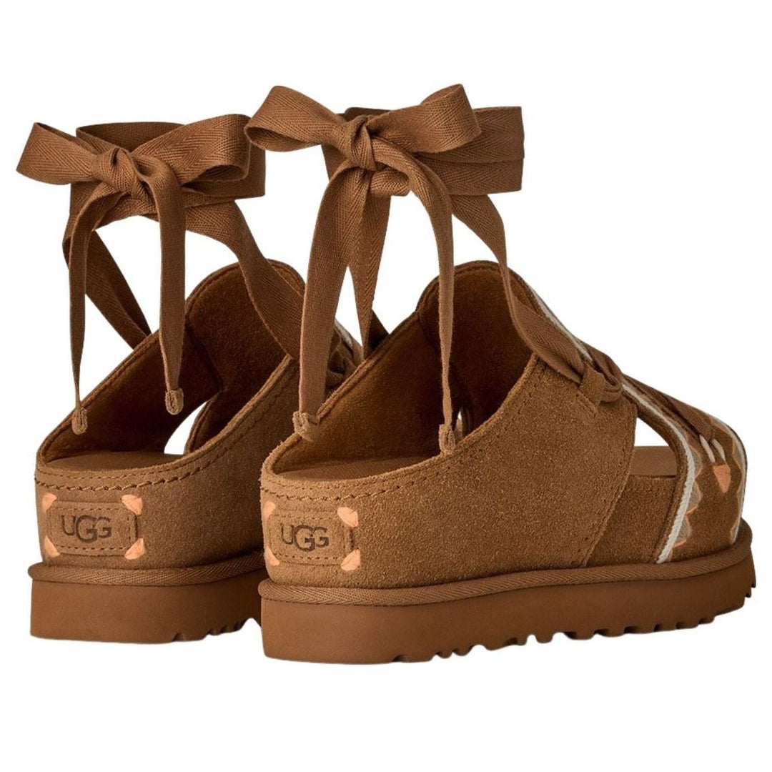 UGG GOLDENSTAR HI ARTISTITCH SLIDE CHESTNUT MULTI WOMENS