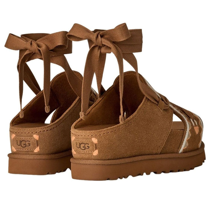 UGG GOLDENSTAR HI ARTISTITCH SLIDE CHESTNUT MULTI WOMENS