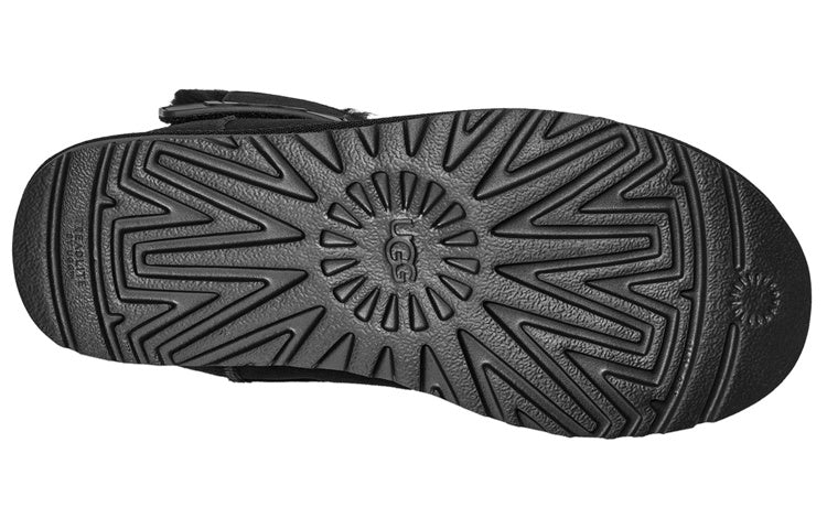 UGG MINI BAILEY GRAPHIC LOGO STRAP BOOT BLACK WOMENS