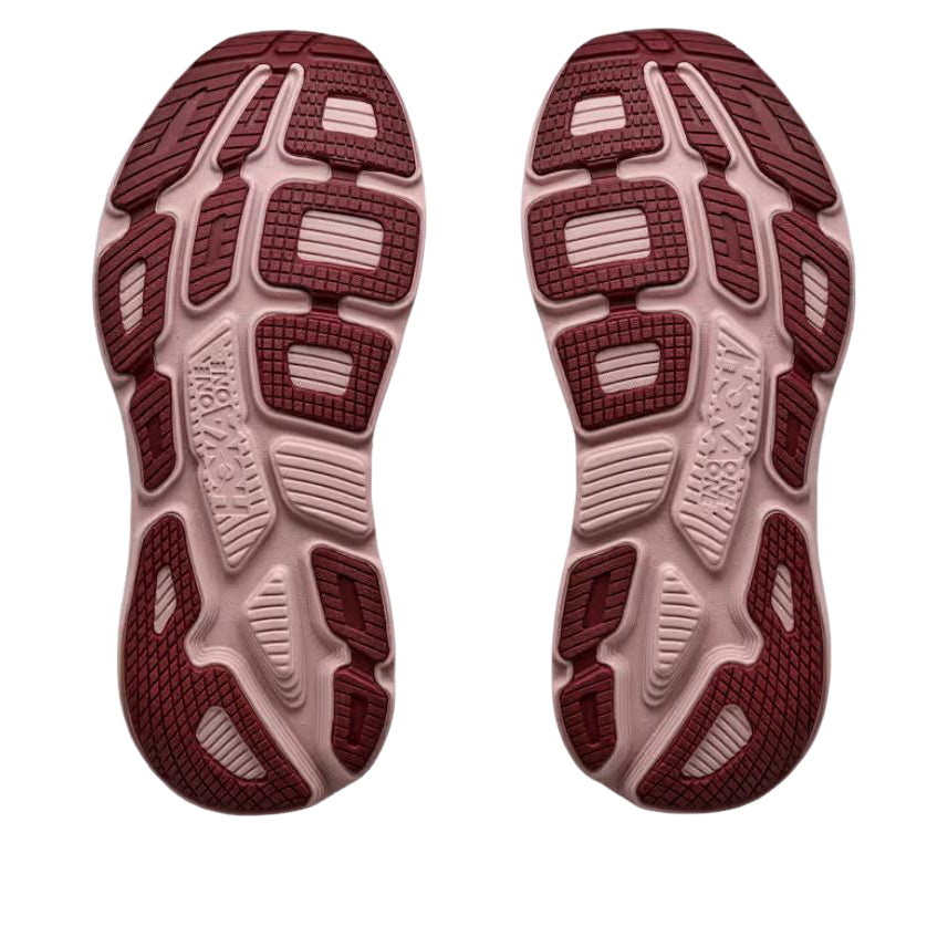 HOKA WOMENS BONDI 7 TRAINER PINK OPAL / VARSITY BURGUNDY