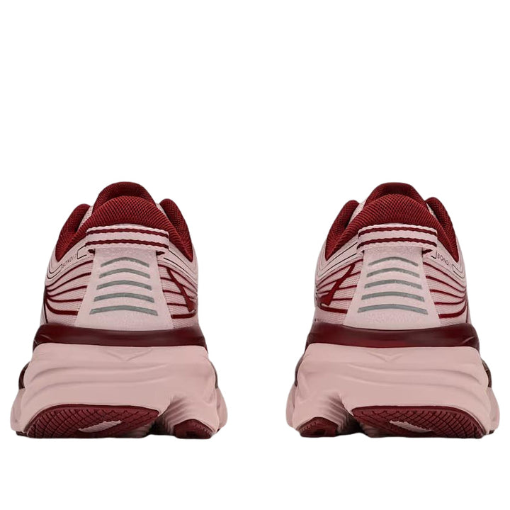 HOKA WOMENS BONDI 7 TRAINER PINK OPAL / VARSITY BURGUNDY