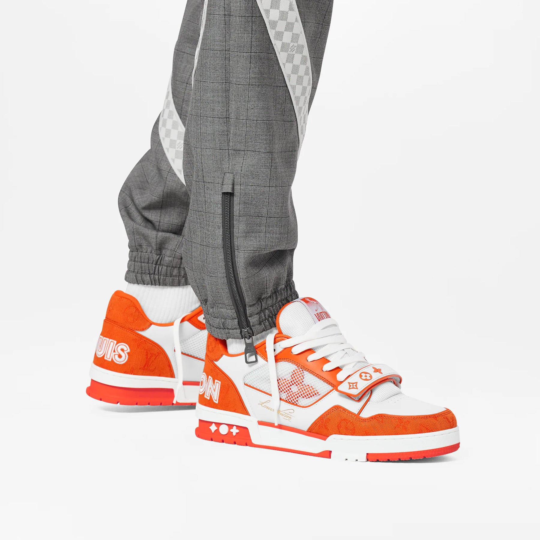 Louis Vuitton LV Trainer Sneaker Monogram Denim with Strap Orange